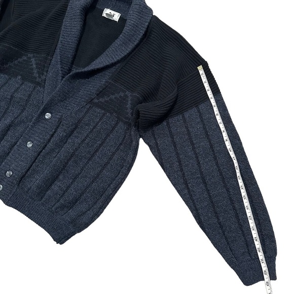 Vintage L CARDIGAN SWEATER chunky KNIT JACKET JED 80s grandpa SHAWL COLLAR WOOL - Picture 6 of 7